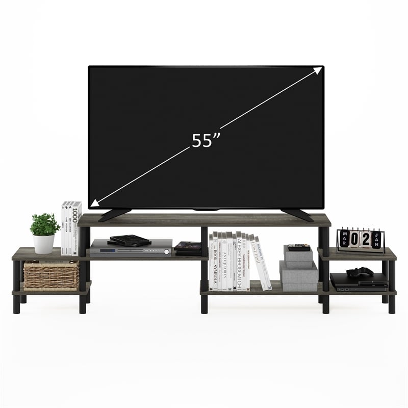 Pemberly Row Turn-N-Tube Entertainment Center for TV up to 60 French Oak/Black