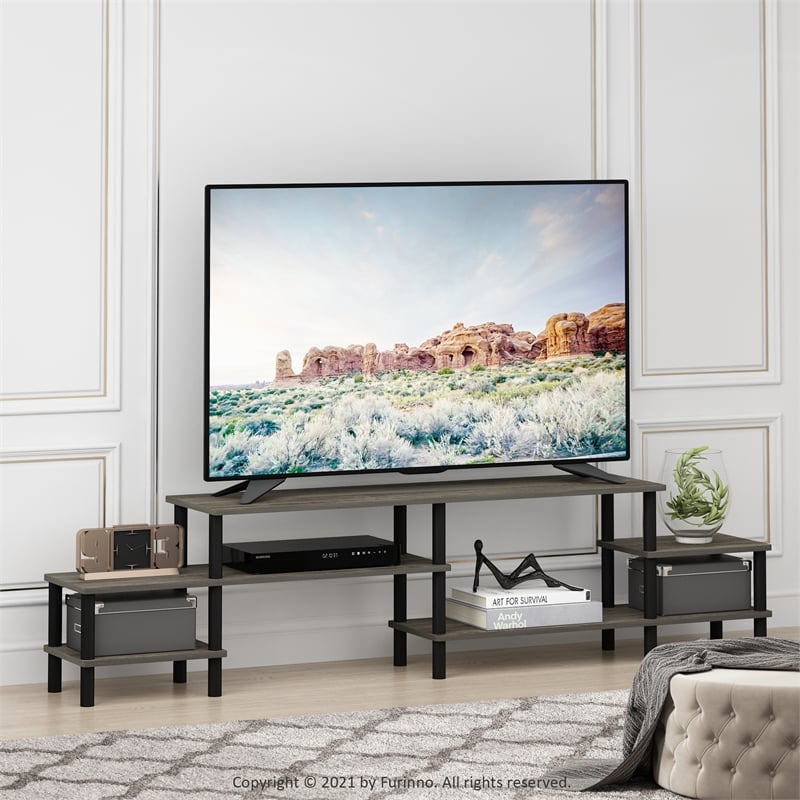 Pemberly Row Turn-N-Tube Entertainment Center for TV up to 60 French Oak/Black