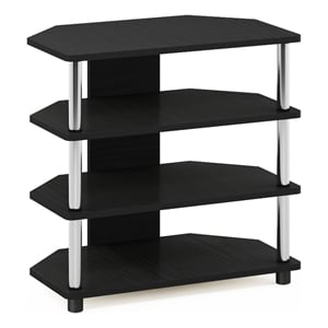 Pemberly Row Easy Assembly 4-Tier Petite TV Stand in Stainless Steel Tubes