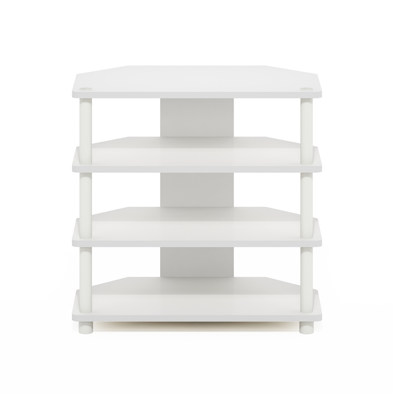 Pemberly Row Contemporary Turn-N-Tube 4-Tier Petite TV Stand in White