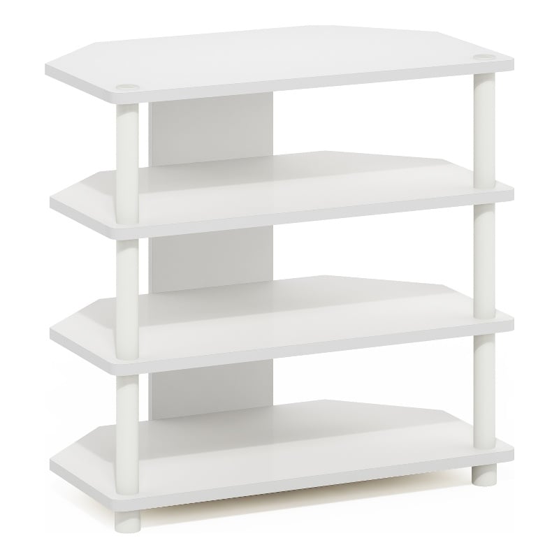 Pemberly Row Contemporary Turn-N-Tube 4-Tier Petite TV Stand in White