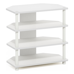 Pemberly Row Contemporary Turn-N-Tube 4-Tier Petite TV Stand in White