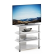 Pemberly Row Easy Assembly 4-Tier Petite TV Stand in White Stainless Steel Tubes