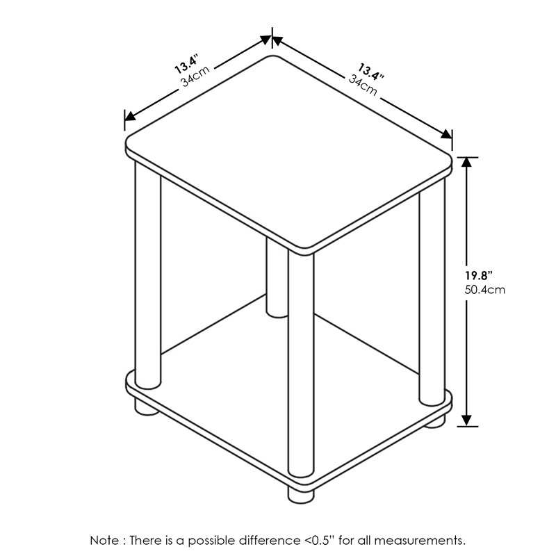 Pemberly Row Turn-N-Tube Wood End Table Corner Shelves - Cherry/Black (Set of 2)
