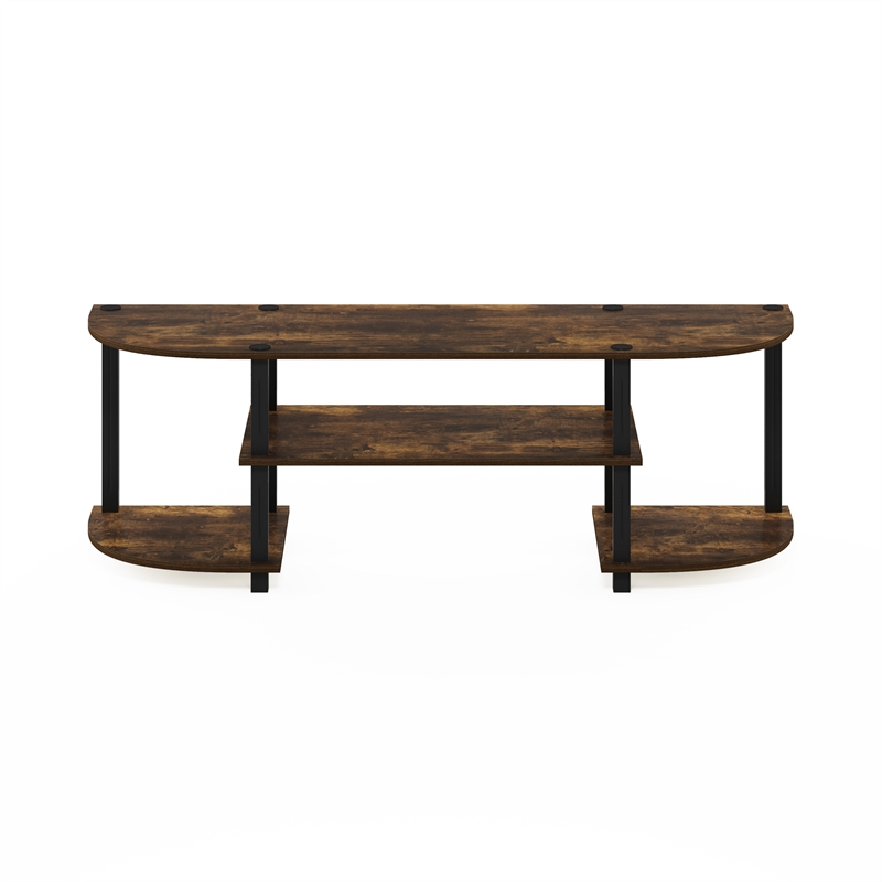 Pemberly Row Turn-S-Tube Wide TV Entertainment Center in Amber Pine/Black