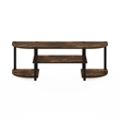 Pemberly Row Turn-S-Tube Wide TV Entertainment Center in Amber Pine/Black