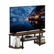 Pemberly Row Turn-S-Tube Wide TV Entertainment Center in Amber Pine/Black