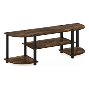 Pemberly Row Turn-S-Tube Wide TV Entertainment Center in Amber Pine/Black