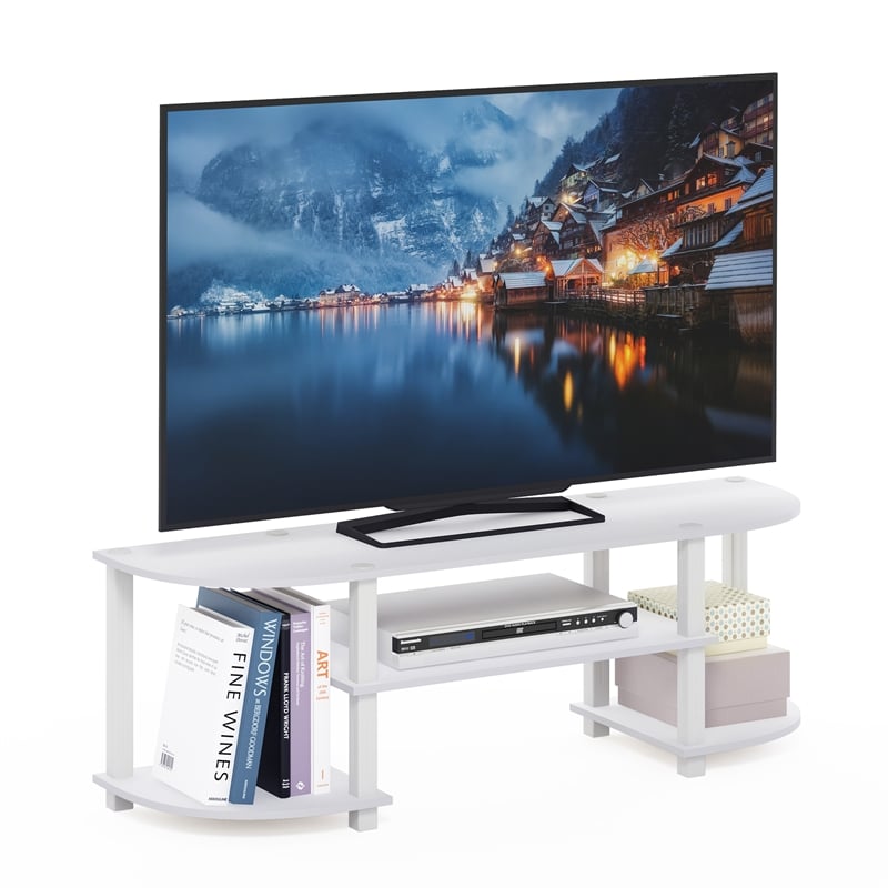 Pemberly Row Turn-S-Tube Wide TV Entertainment Center in White