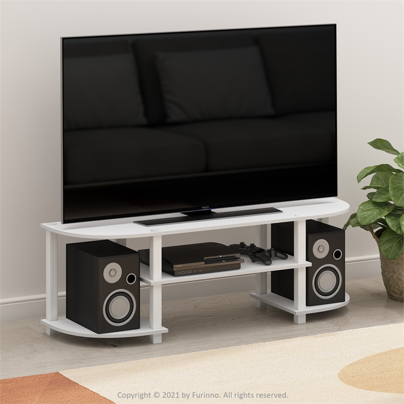 Pemberly Row Turn-S-Tube Wide TV Entertainment Center in White