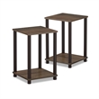 Pemberly Row Turn-N-Tube Engineered Wood End Table in Walnut/Brown (Set of 2)