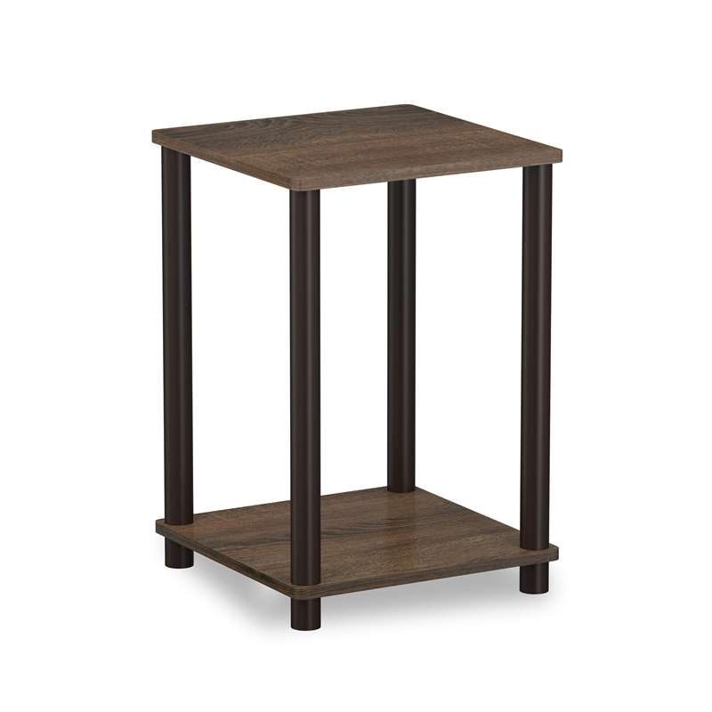 Pemberly Row Turn-N-Tube Engineered Wood End Table in Walnut/Brown (Set of 2)