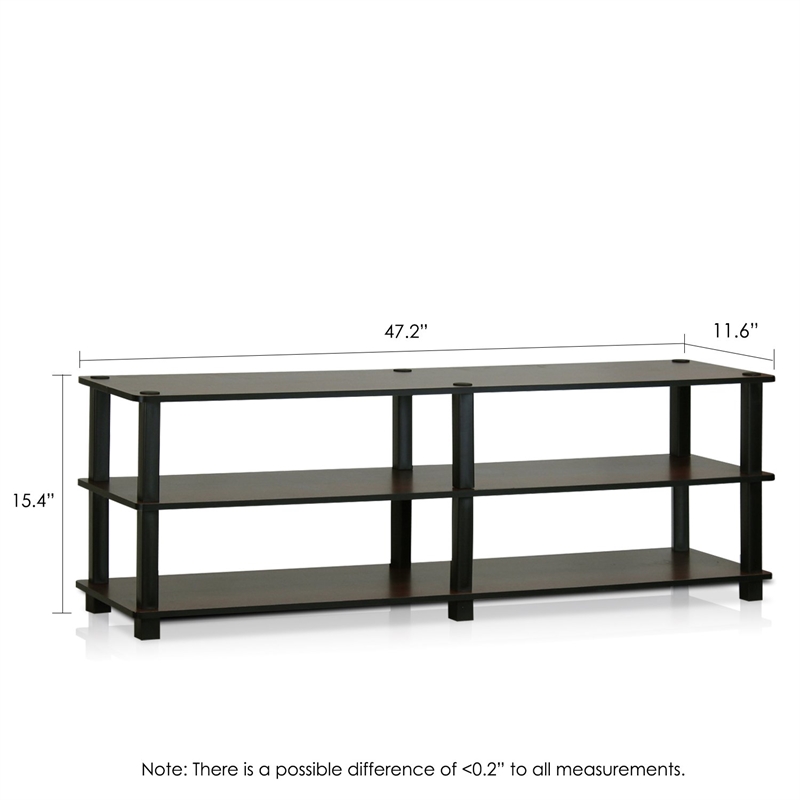 Pemberly Row Turn-S-Tube 3-Tier Entertainment TV Stands in Dark Brown/Black