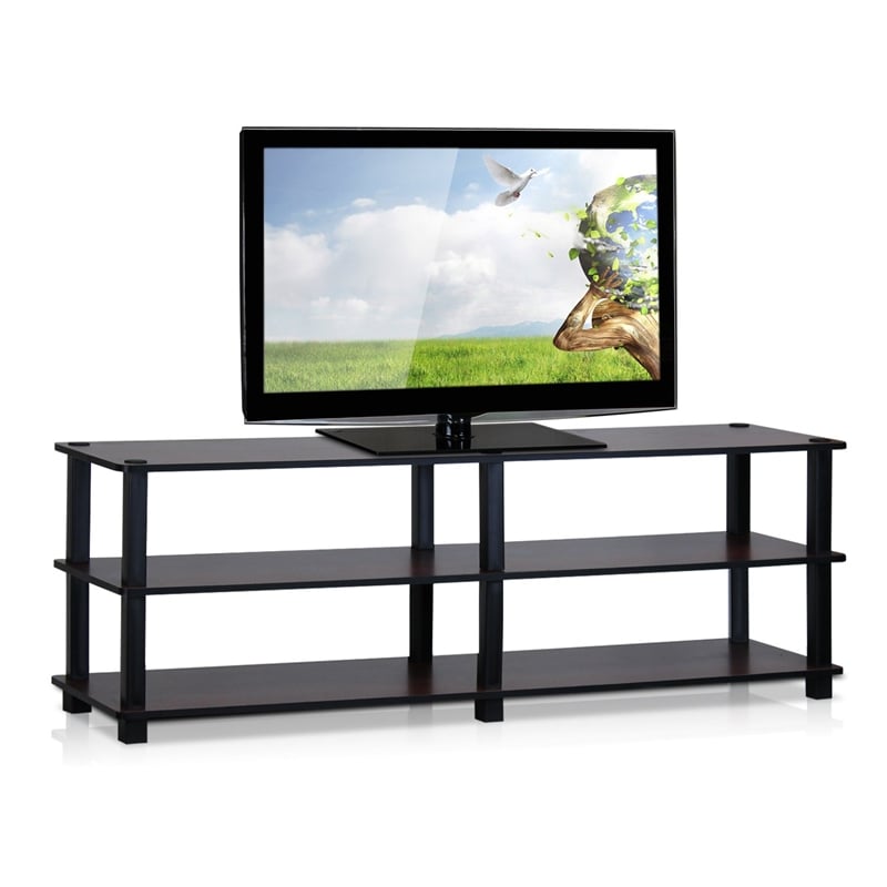 Pemberly Row Turn-S-Tube No Tools 3-Tier Entertainment Dark Cherry/Black