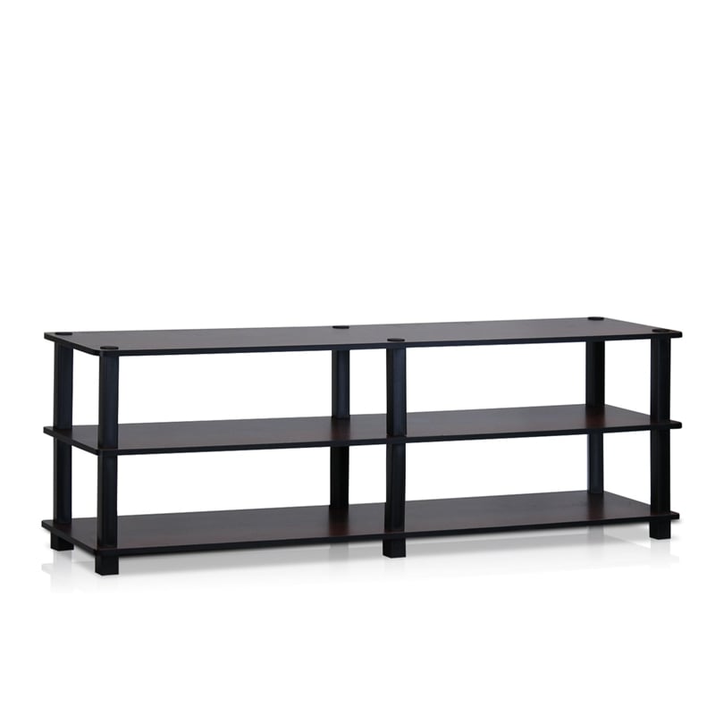 Pemberly Row Turn-S-Tube No Tools 3-Tier Entertainment Dark Cherry/Black