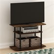 Pemberly Row Turn-N-Tube No Tools 3-Tier TV Stands in Amber Pine/Black
