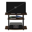 Pemberly Row Turn-N-Tube No Tools 3-Tier TV Stands in Columbia Walnut/Black