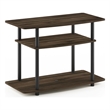 Pemberly Row Turn-N-Tube No Tools 3-Tier TV Stands in Columbia Walnut/Black