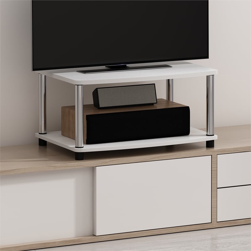 Pemberly Row Turn-N-Tube 2-Tier Elevated TV Stands in Stainless Steel Tubes