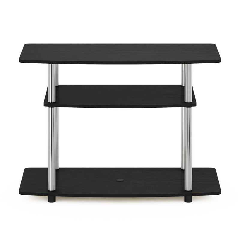Pemberly Row Turn-N-Tube 3-Tier TV Stands in Americano Stainless Steel Tubes