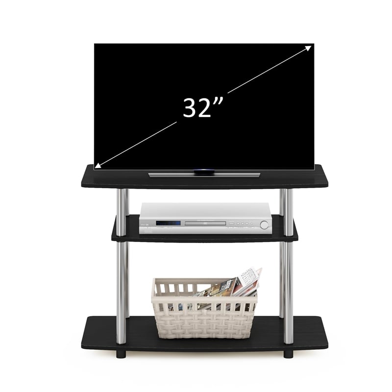 Pemberly Row Turn-N-Tube 3-Tier TV Stands in Americano Stainless Steel Tubes