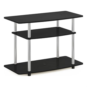 Pemberly Row Turn-N-Tube 3-Tier TV Stands in Americano Stainless Steel Tubes