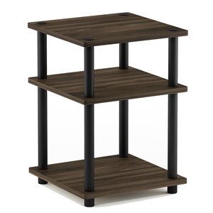 Pemberly Row Turn-N-Tube Wood Multipurpose Shelf in Columbia Walnut/Black