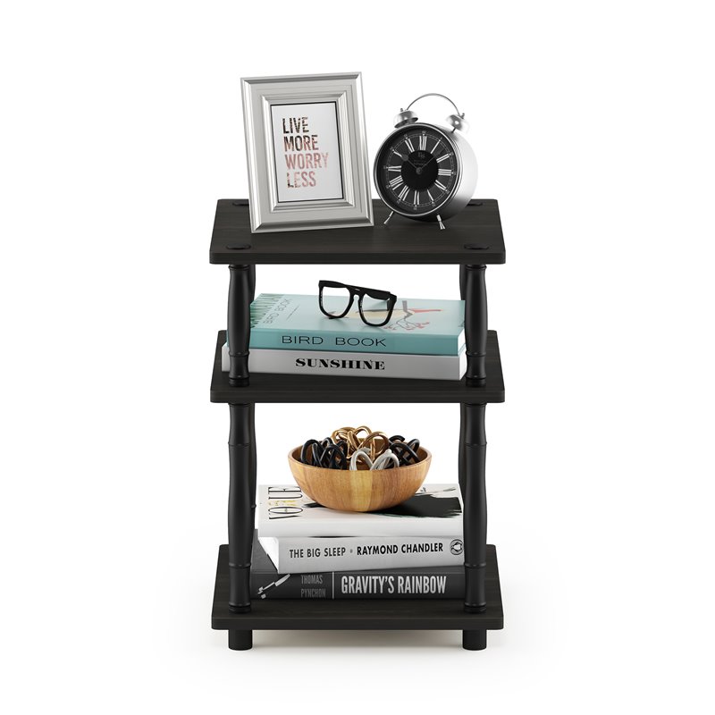 Pemberly Row Turn-N-Tube Wood 3-Tier Shelf with Classic Tubes in Espresso/Black