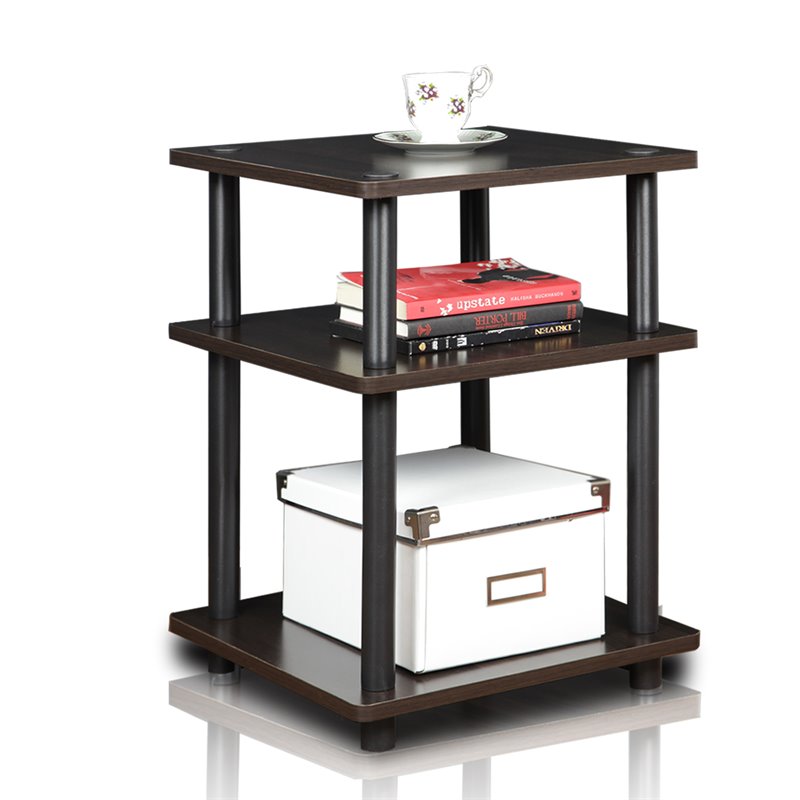 Pemberly Row Turn-N-Tube Contemporary Wood Multipurpose Shelf in Espresso/Black