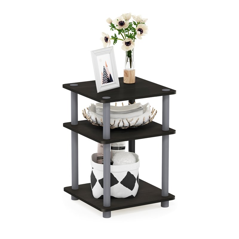 Pemberly Row Turn-N-Tube Contemporary Wood Multipurpose Shelf in Espresso/Black