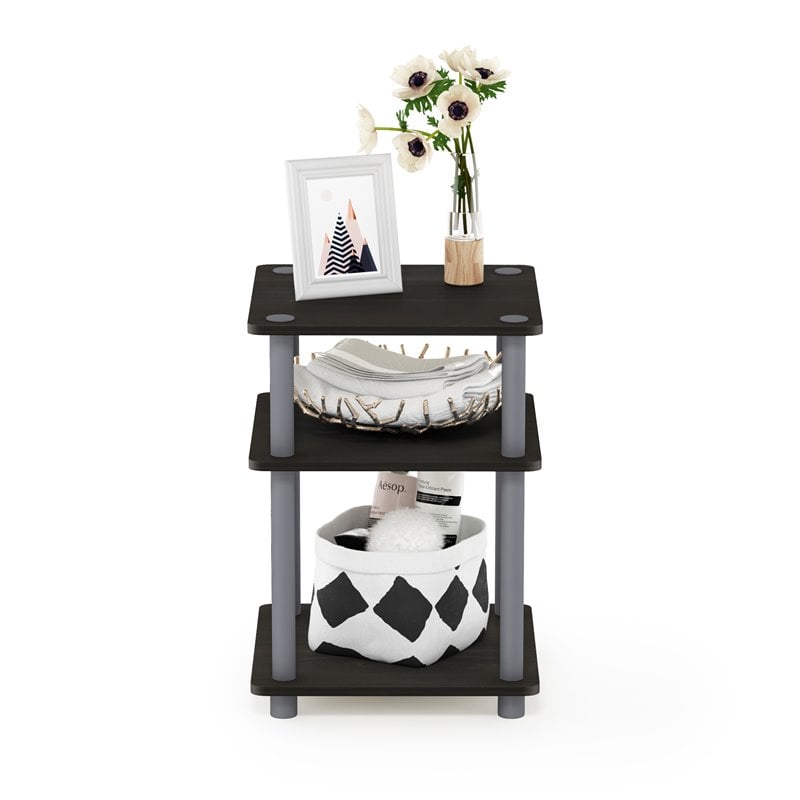 Pemberly Row Turn-N-Tube Contemporary Wood Multipurpose Shelf in Espresso/Black
