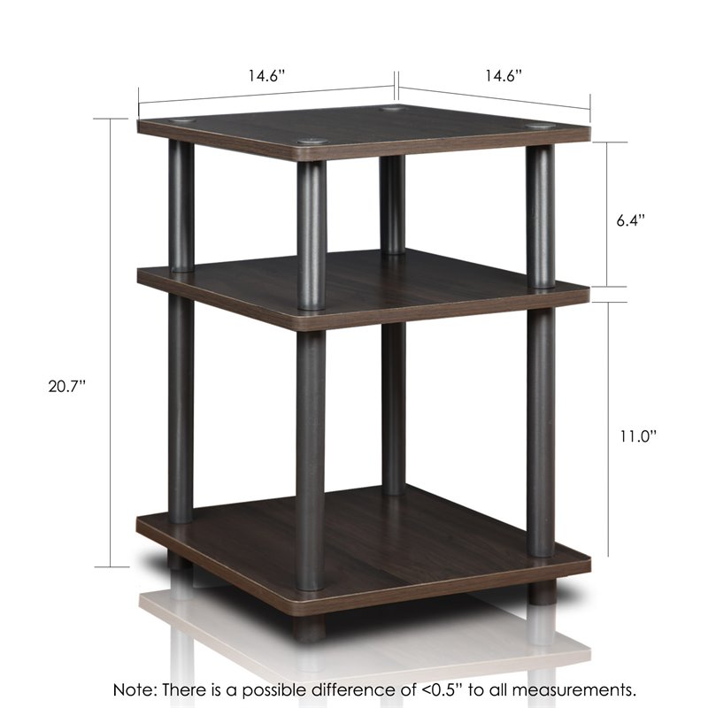Pemberly Row Turn-N-Tube Contemporary Wood Multipurpose Shelf in Espresso/Black