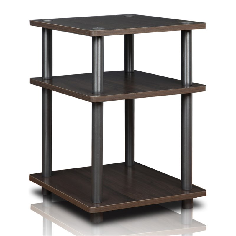 Pemberly Row Turn-N-Tube Contemporary Wood Multipurpose Shelf in Espresso/Black