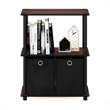 Pemberly Row Wood 3-Tier Storage Rack Shelving Unit in Dark Cherry/Black