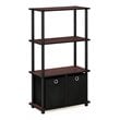 Pemberly Row Wood 4-Tier Storage Rack Shelving Unit in Dark Cherry/Black