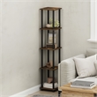 Pemberly Row 5-Tier Corner Square Rack Display Shelf in Amber Pine/Black