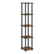 Pemberly Row 5-Tier Corner Square Rack Display Shelf in Amber Pine/Black