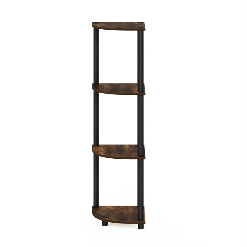 Pemberly Row 4-Tier Corner Display Rack Multipurpose in Amber Pine/Black