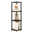 Pemberly Row 4-Tier Corner Display Rack Multipurpose in Amber Pine/Black