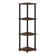 Pemberly Row 4-Tier Corner Display Rack Multipurpose in Amber Pine/Black