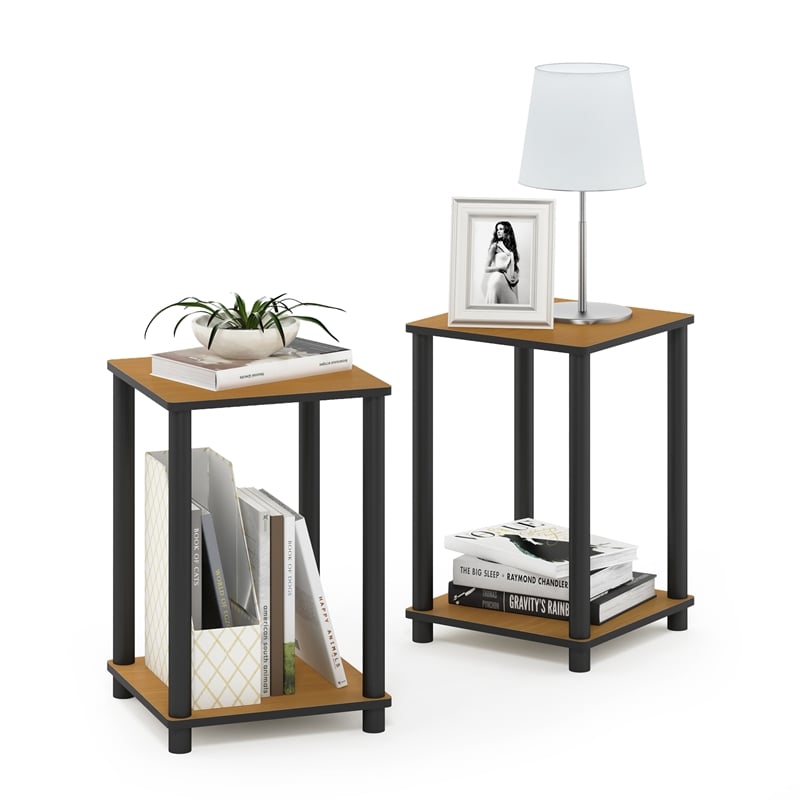 Pemberly Row Turn-N-Tube End Table Corner Shelves in Set of 2