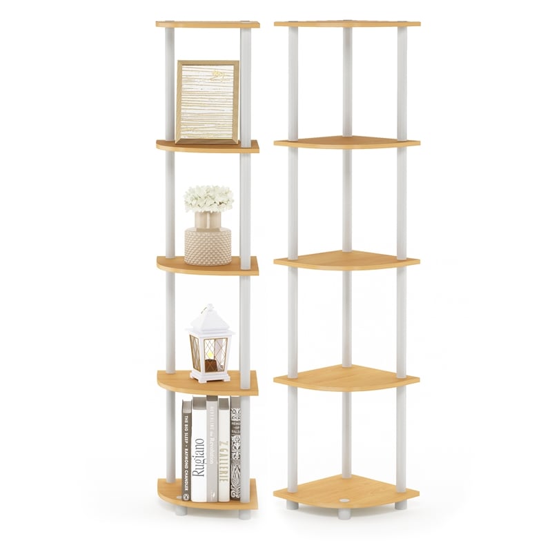 Pemberly Row Turn-N-Tube 5-Tier Corner Display Rack in Beech Set of 2