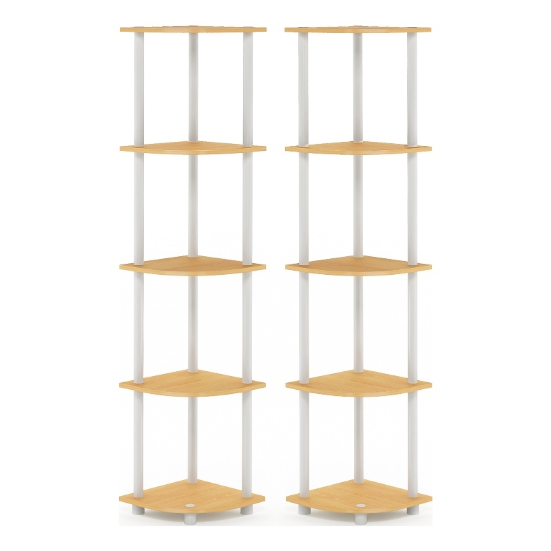 Pemberly Row Turn-N-Tube 5-Tier Corner Display Rack in Beech Set of 2