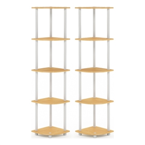 Pemberly Row Turn-N-Tube 5-Tier Corner Display Rack in Beech Set of 2