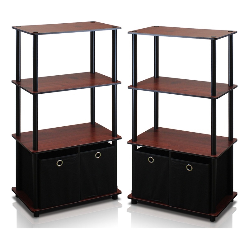 Pemberly Row 4-Tier Storage Rack Shelving Unit w/Bins in Set of 2