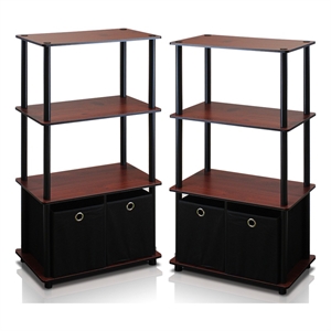 Pemberly Row 4-Tier Storage Rack Shelving Unit w/Bins in Set of 2