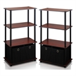 Pemberly Row 4-Tier Storage Rack Shelving Unit w/Bins in Set of 2