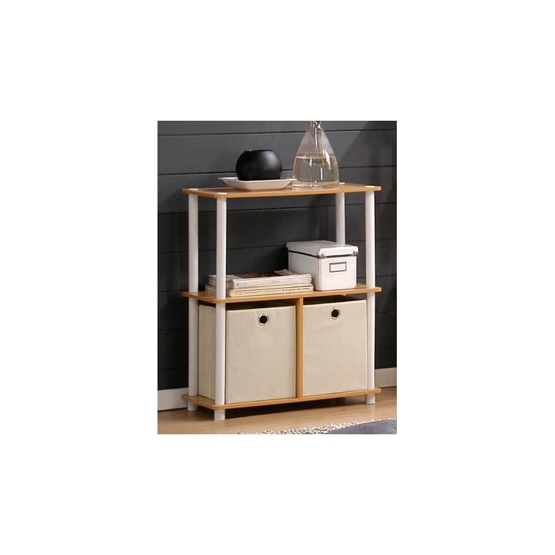 Pemberly Row Contemporary 3-Tier 2-Bins Multipurpose Shelf in Set of Two