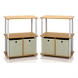 Pemberly Row Contemporary 3-Tier 2-Bins Multipurpose Shelf in Set of Two