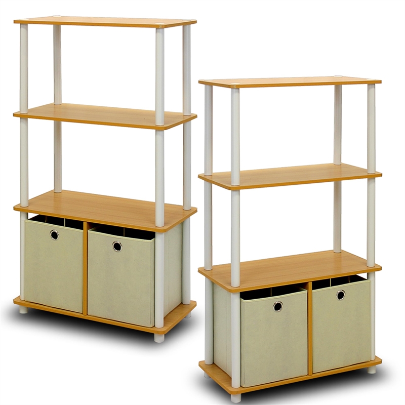 Pemberly Row 4-Tier Storage Rack Shelving Unit w/Bins in Set of 2